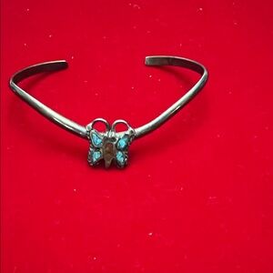 Silver Turquoise  Butterfly Bracelet